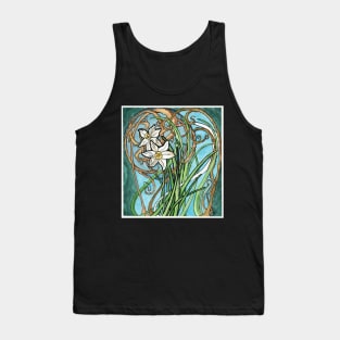 Two Daffodils and Branches Painting in Art Nouveau Style Tank Top